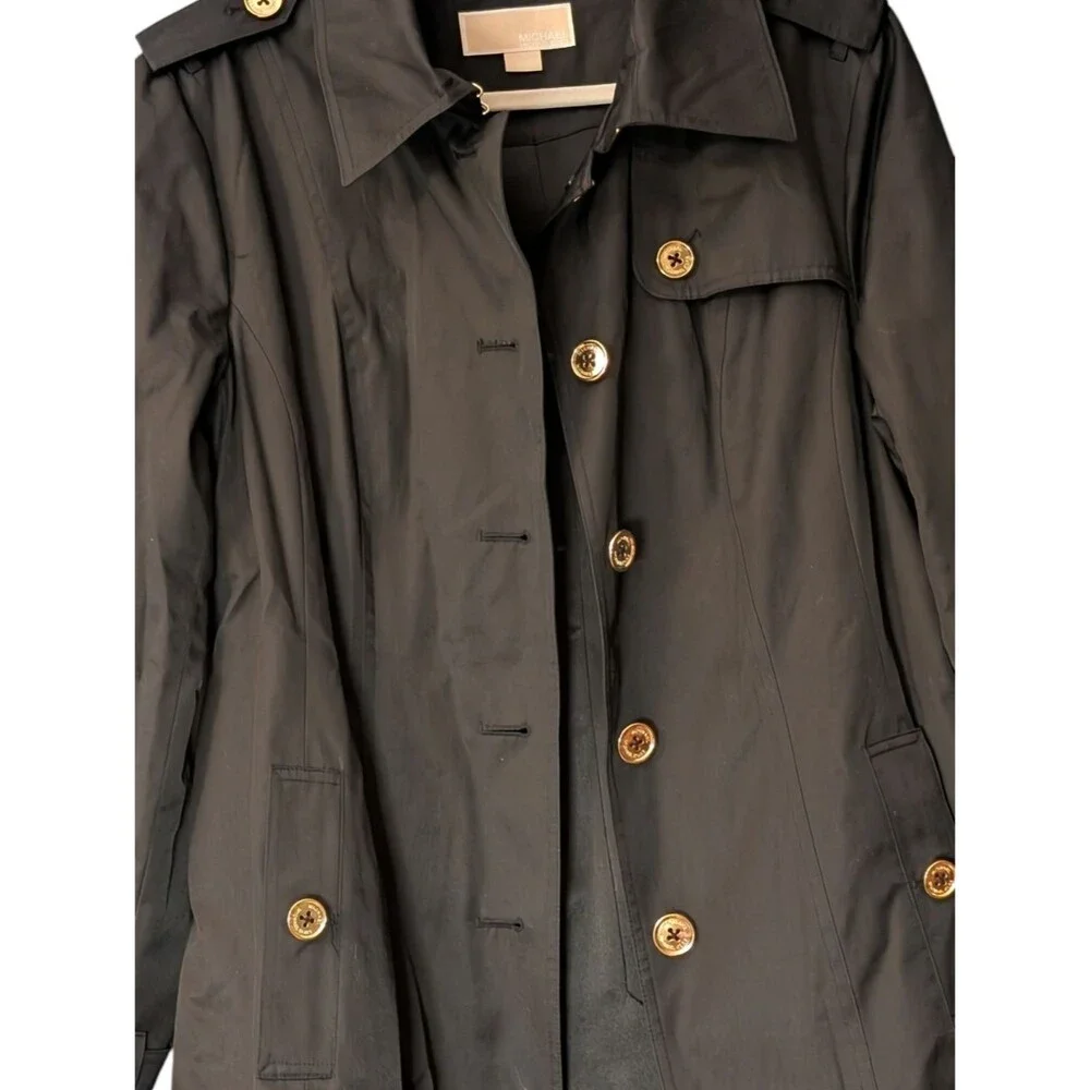 Michael Kors Black Gold-Button Trench coat size XL  Boss Babe classic utility